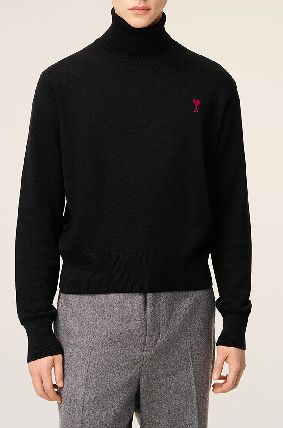 AMI Pull en laine mérinos à col roulé Homme NOIR 3