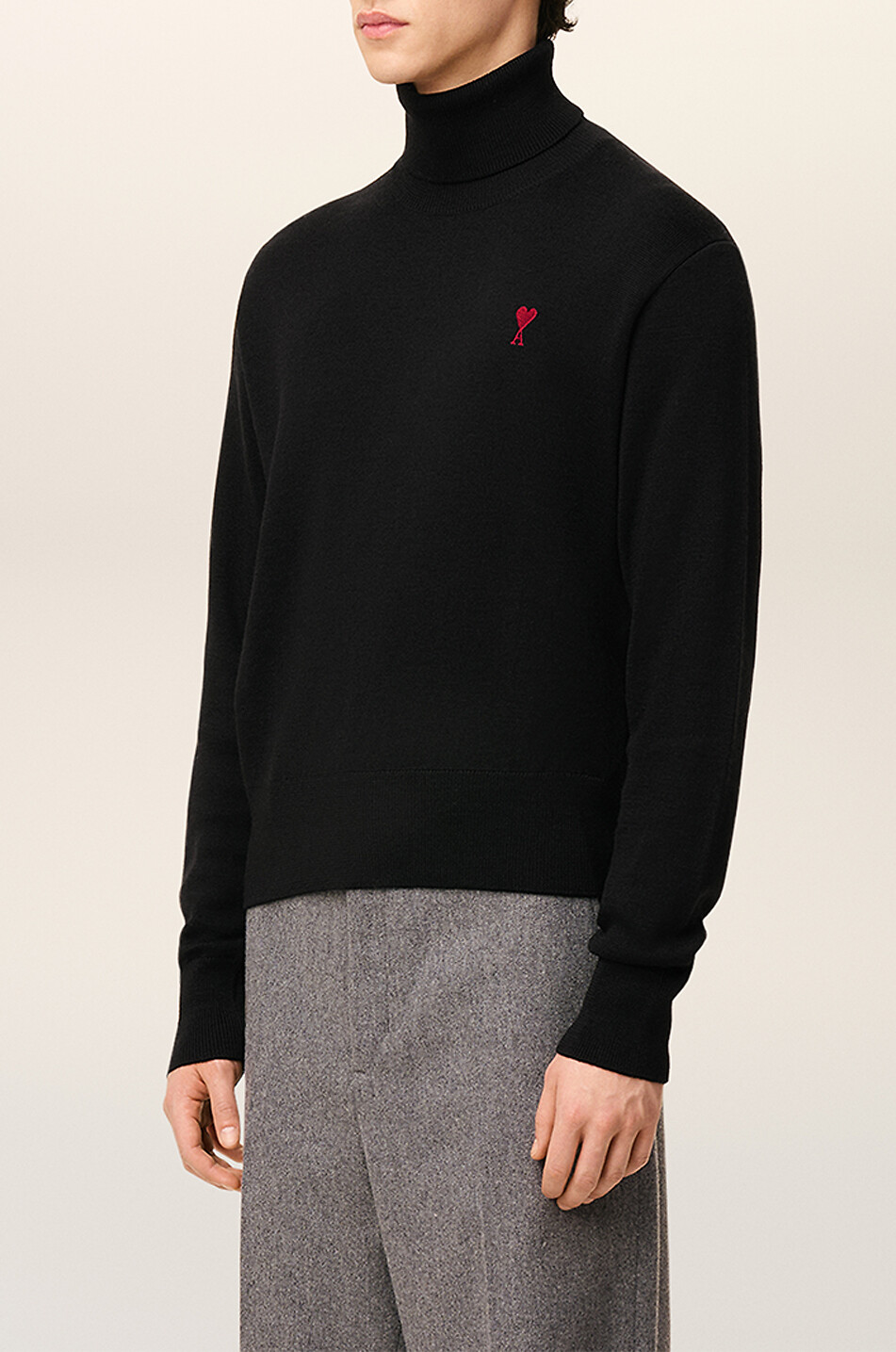 AMI Pull en laine mérinos à col roulé Homme NOIR 5