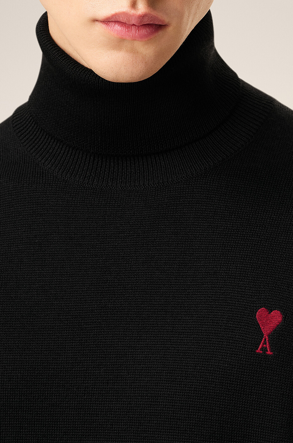 AMI Pull en laine mérinos à col roulé Homme NOIR 6