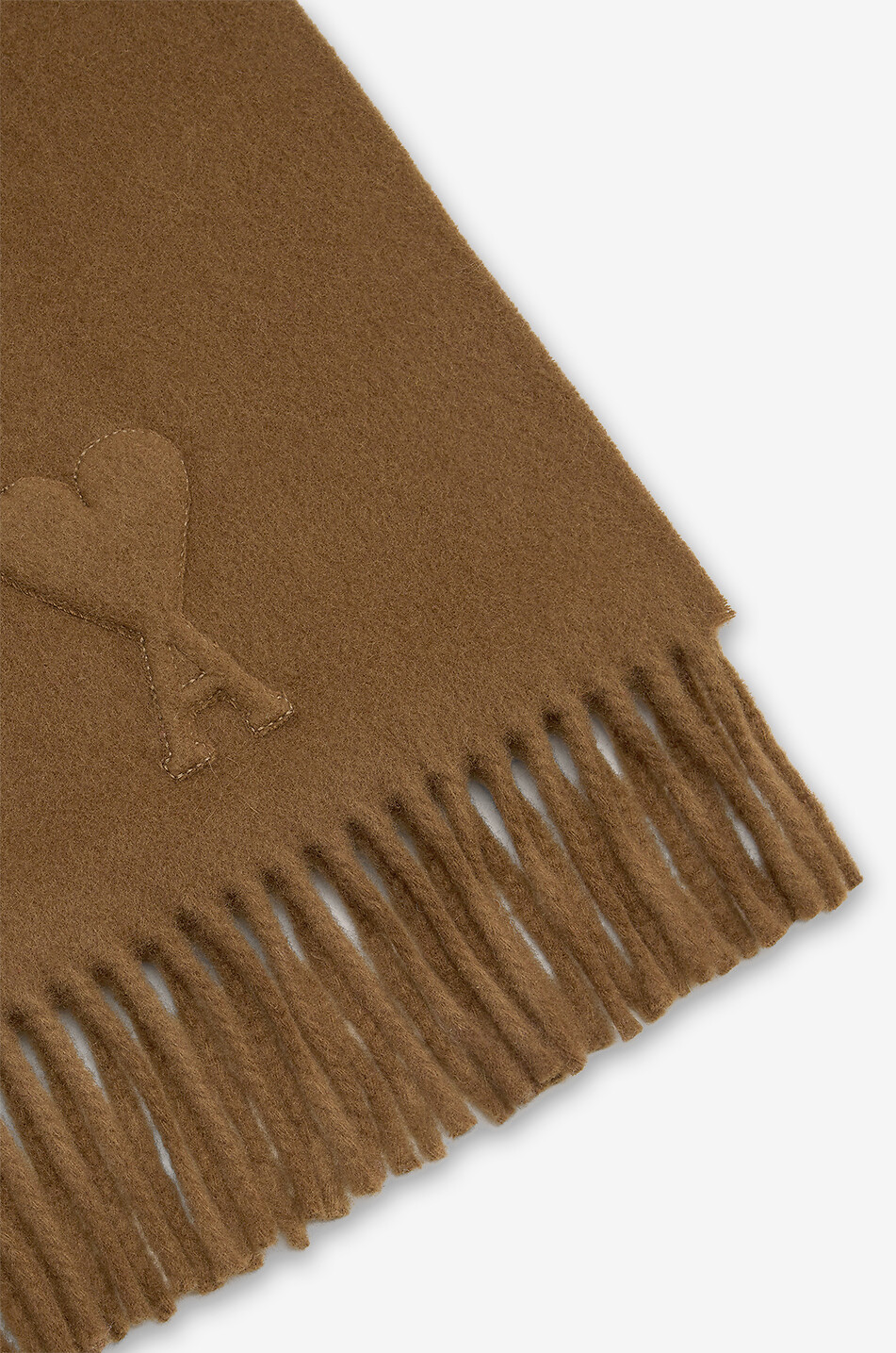 AMI Rectangular wool scarf with cashmere effect Men BROWN 2