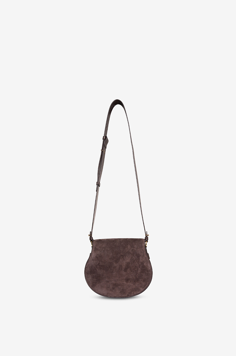 CHLOE Marcie suede and smooth leather saddle bag Women DARK BROWN 3