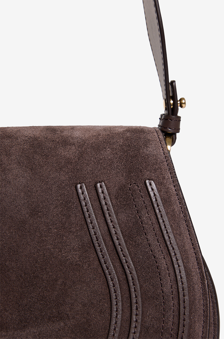 CHLOE Marcie suede and smooth leather saddle bag Women DARK BROWN 5