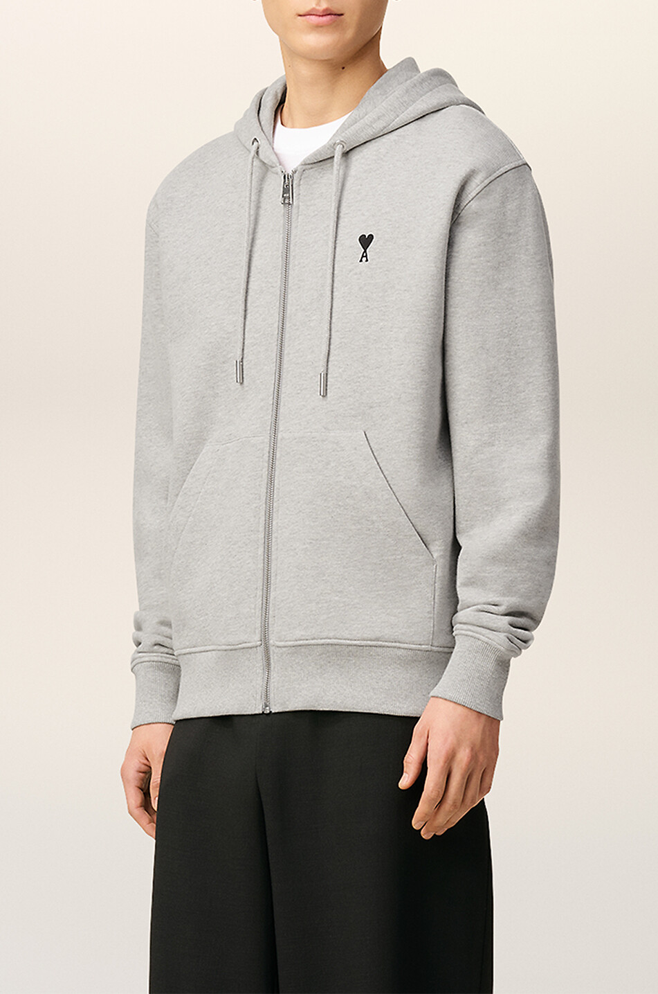 AMI Ami de cœur hooded full-zip sweatshirt Men GREY 4