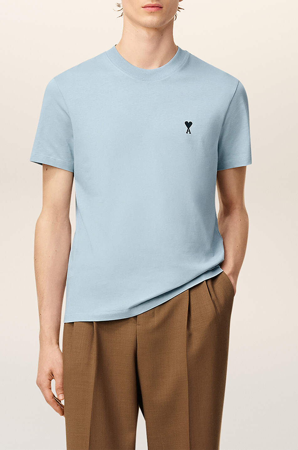 AMI Jersey t-shirt with logo Men LIGHT BLUE 2