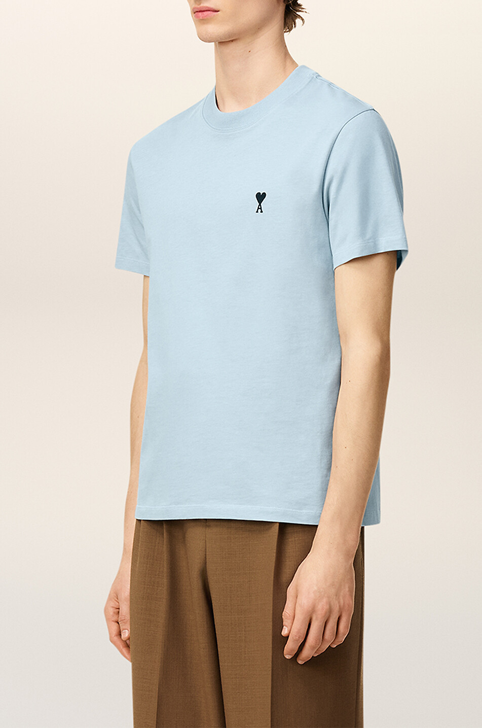 AMI Jersey t-shirt with logo Men LIGHT BLUE 4