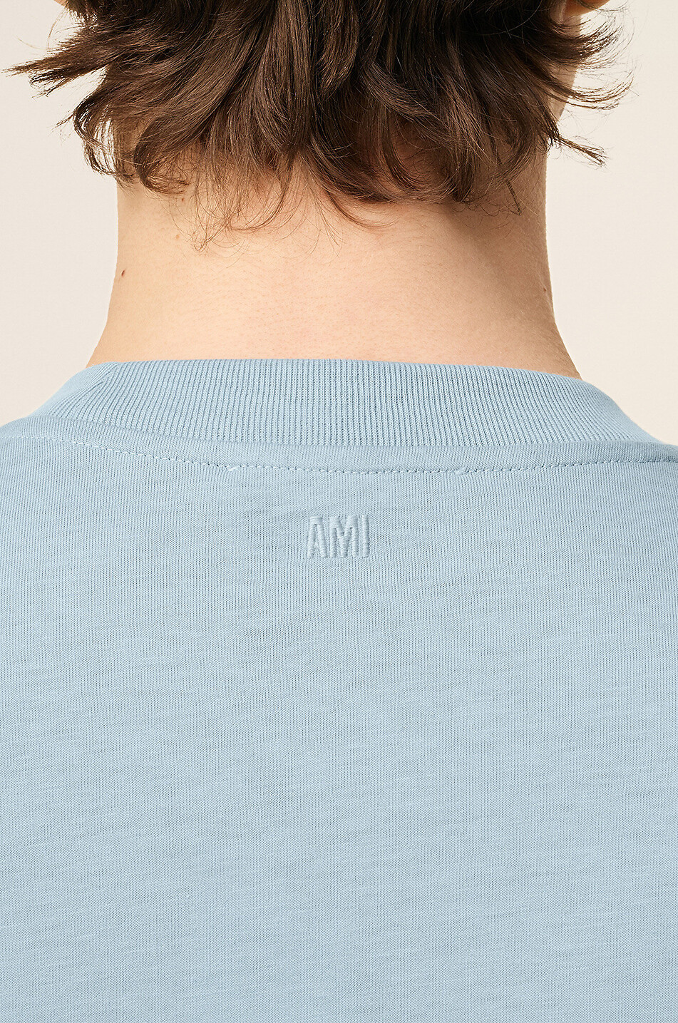 AMI Jersey t-shirt with logo Men LIGHT BLUE 5