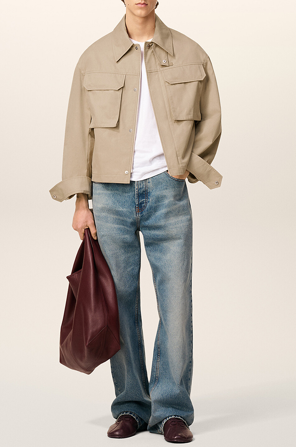 AMI Kurze Jacke aus Baumwollgabardine Herren BEIGE 2