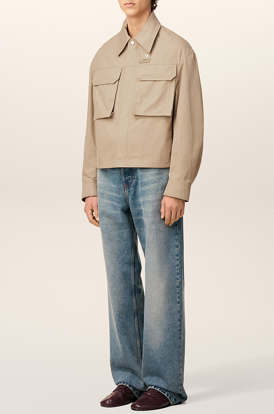 AMI Kurze Jacke aus Baumwollgabardine Herren BEIGE 4