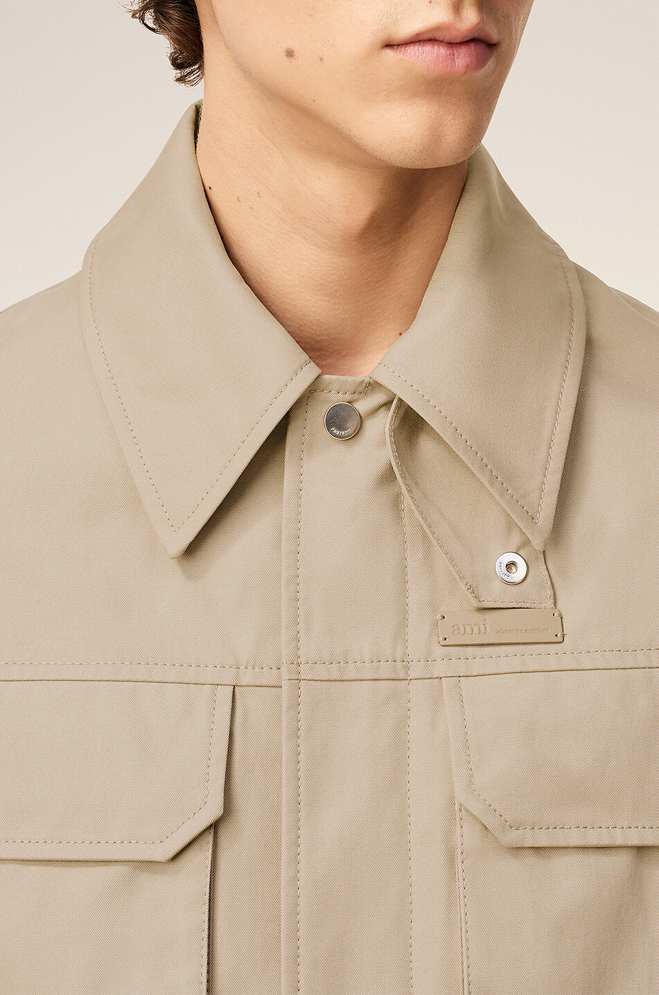 AMI Kurze Jacke aus Baumwollgabardine Herren BEIGE 5