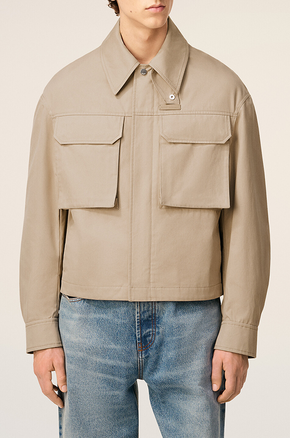 AMI Kurze Jacke aus Baumwollgabardine Herren BEIGE 6