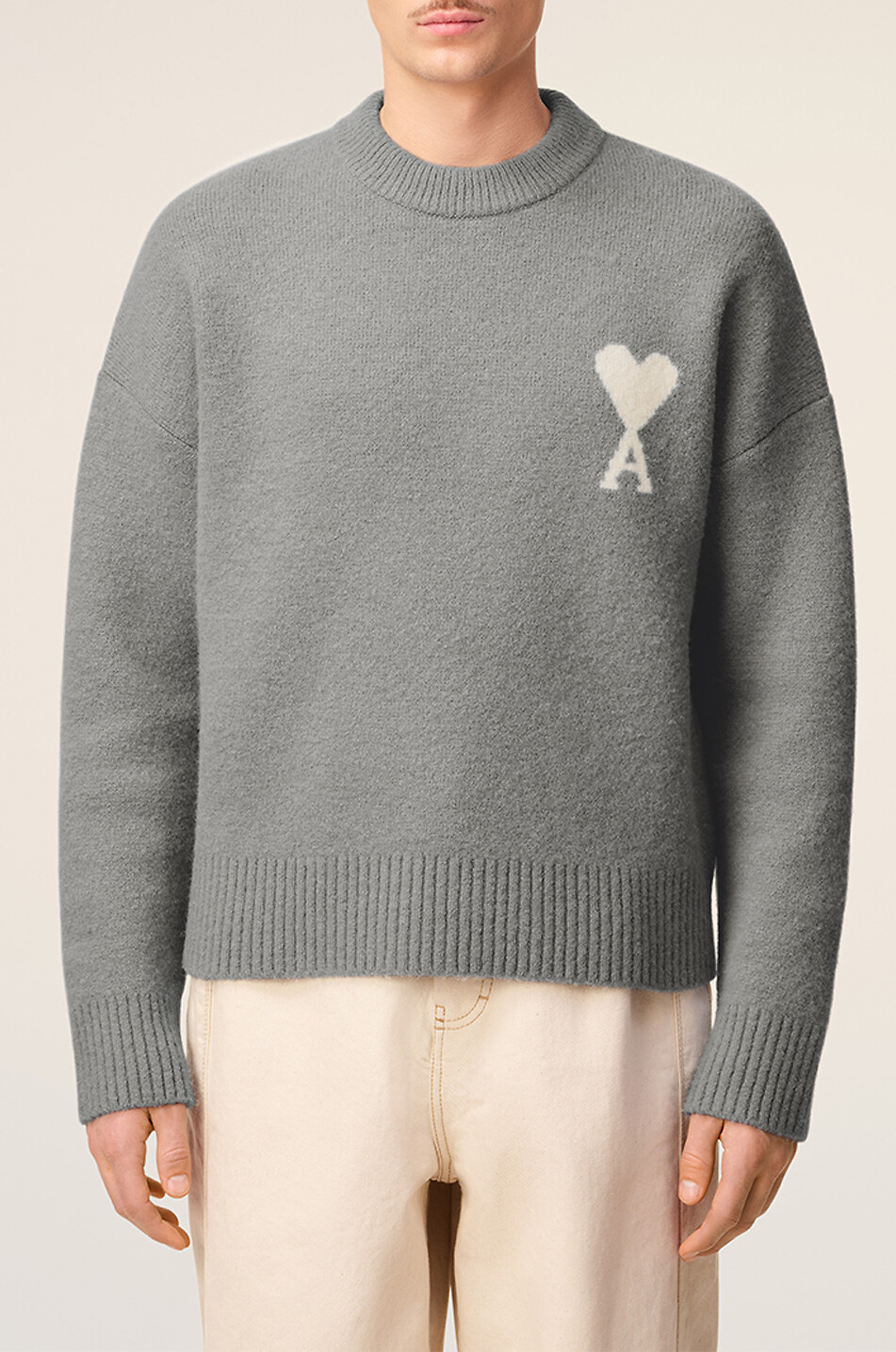 AMI ami de cœur alpaca and lambswool crewneck jumper Men GREY 2