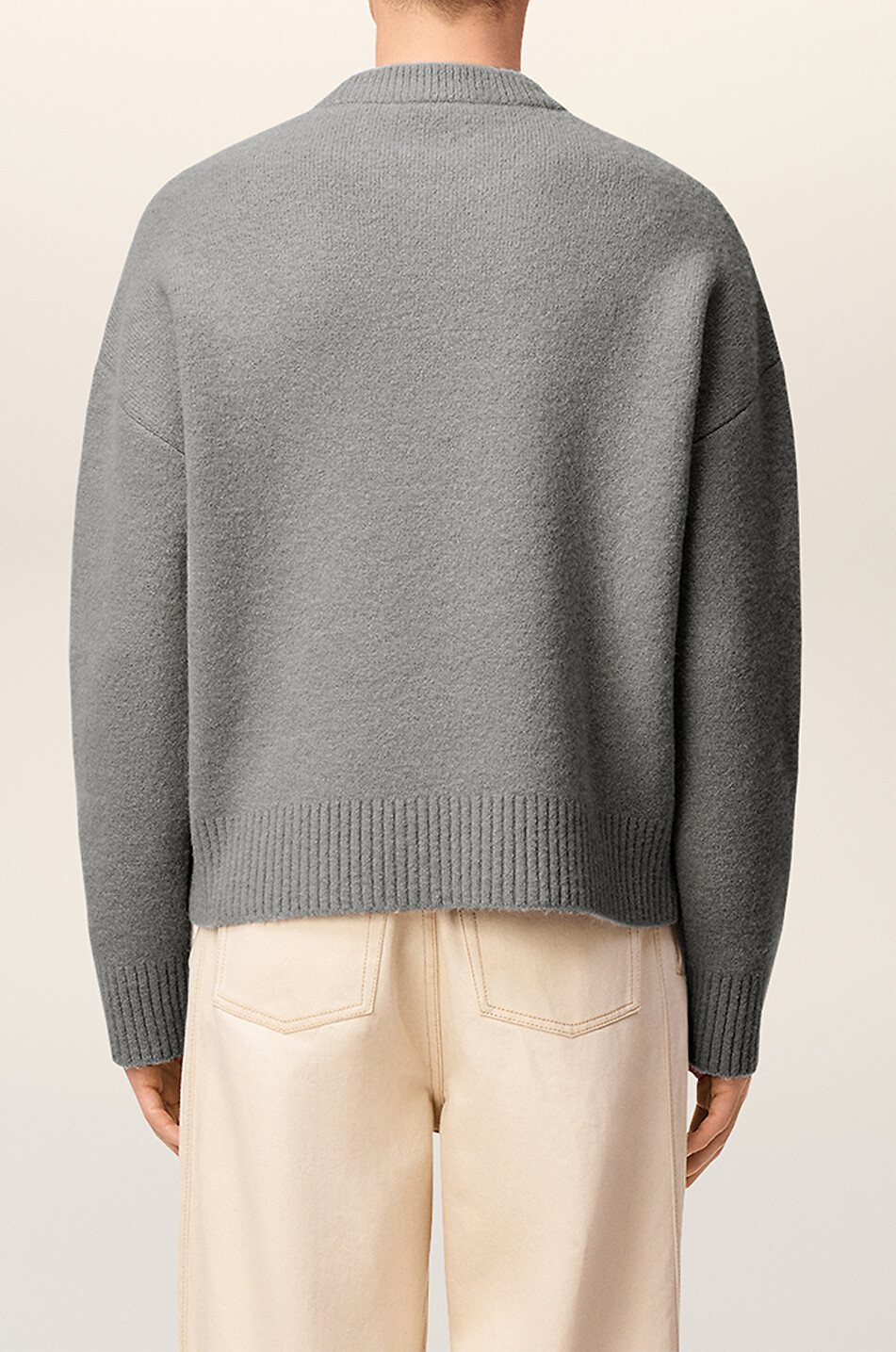 AMI ami de cœur alpaca and lambswool crewneck jumper Men GREY 3