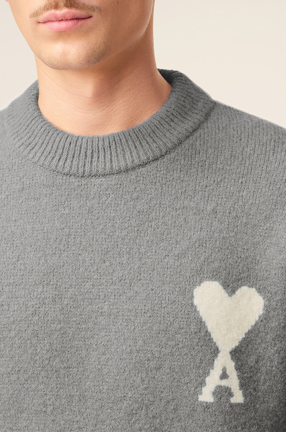 AMI ami de cœur alpaca and lambswool crewneck jumper Men GREY 5