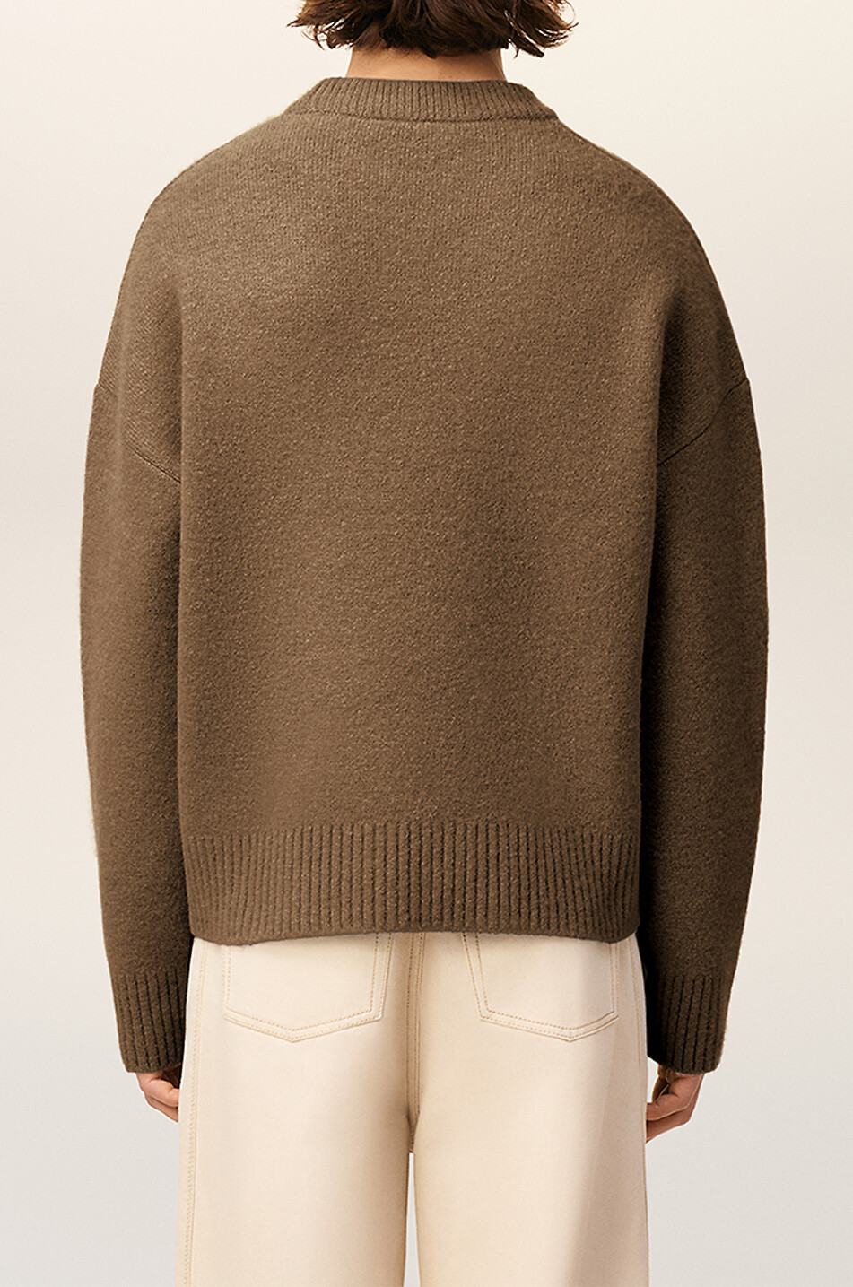 AMI ami de cœur alpaca and lambswool crewneck jumper Men BROWN 3