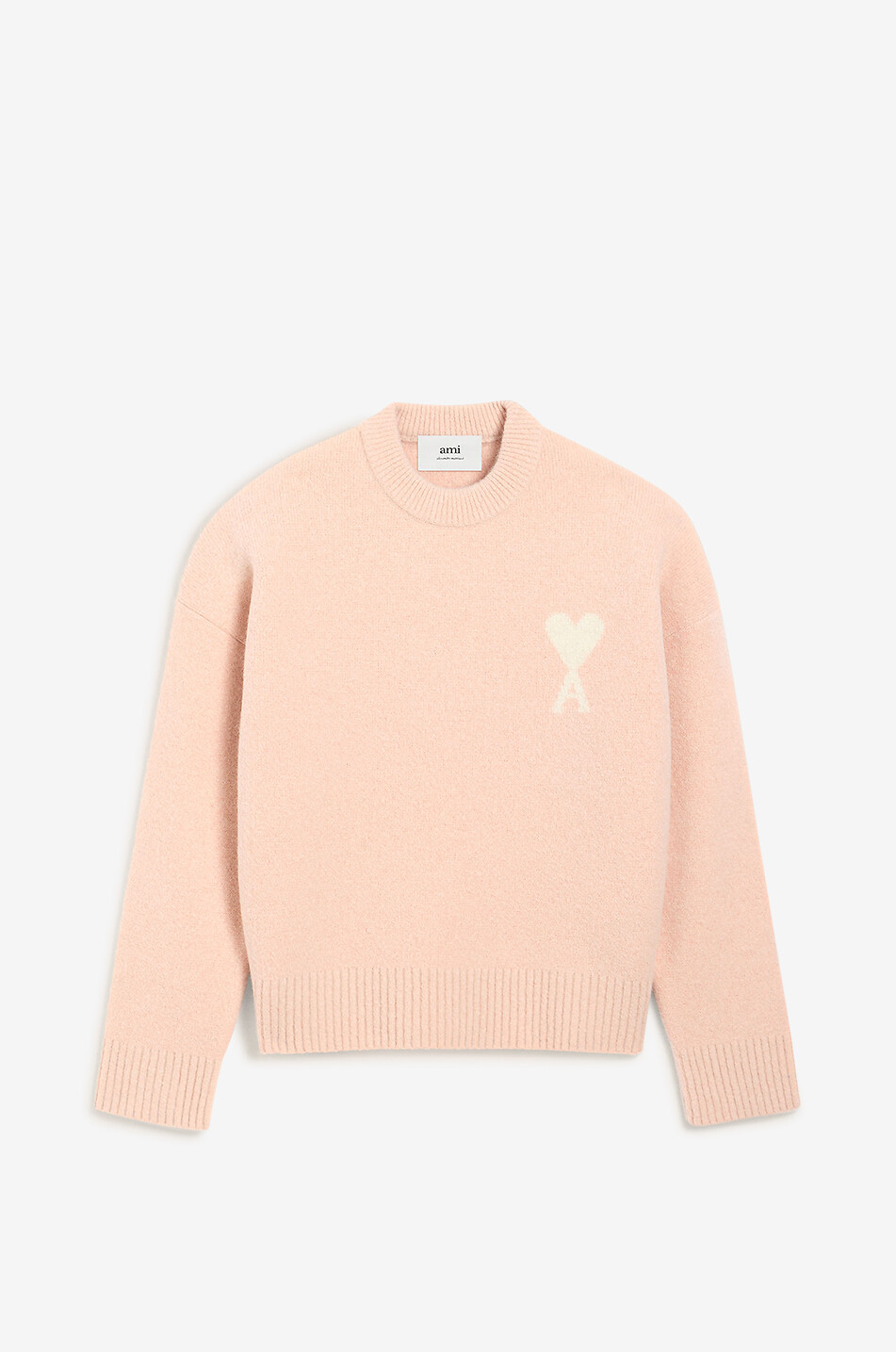 AMI ami de cœur alpaca and lambswool crewneck jumper Men LIGHT PINK 1