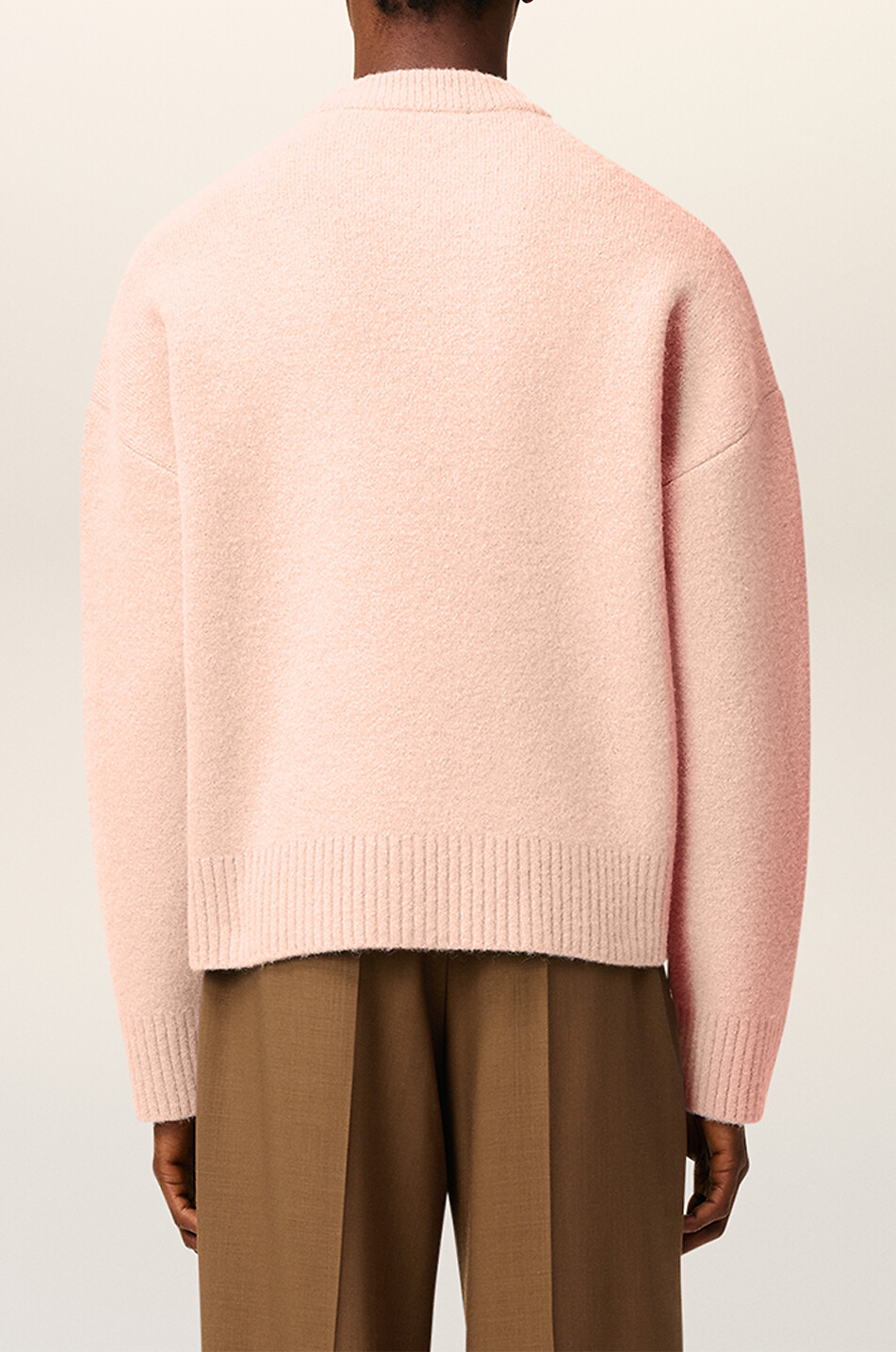 AMI ami de cœur alpaca and lambswool crewneck jumper Men LIGHT PINK 3