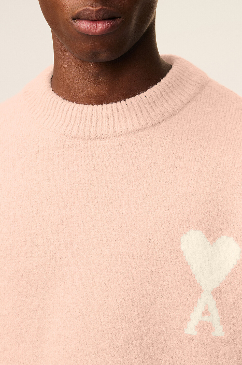 AMI ami de cœur alpaca and lambswool crewneck jumper Men LIGHT PINK 6