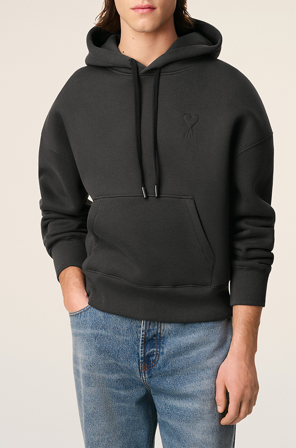 Ami de cœur hooded full-zip sweatshirt - AMI - LIGHT BLUE - Bongénie