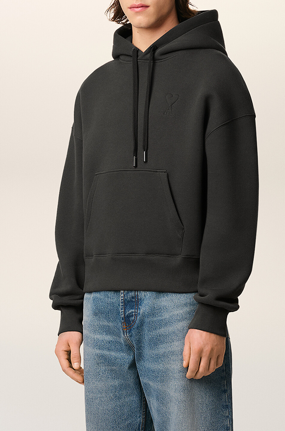 AMI Ami de Cœur hooded cotton blend sweatshirt Men DARK GREY 4