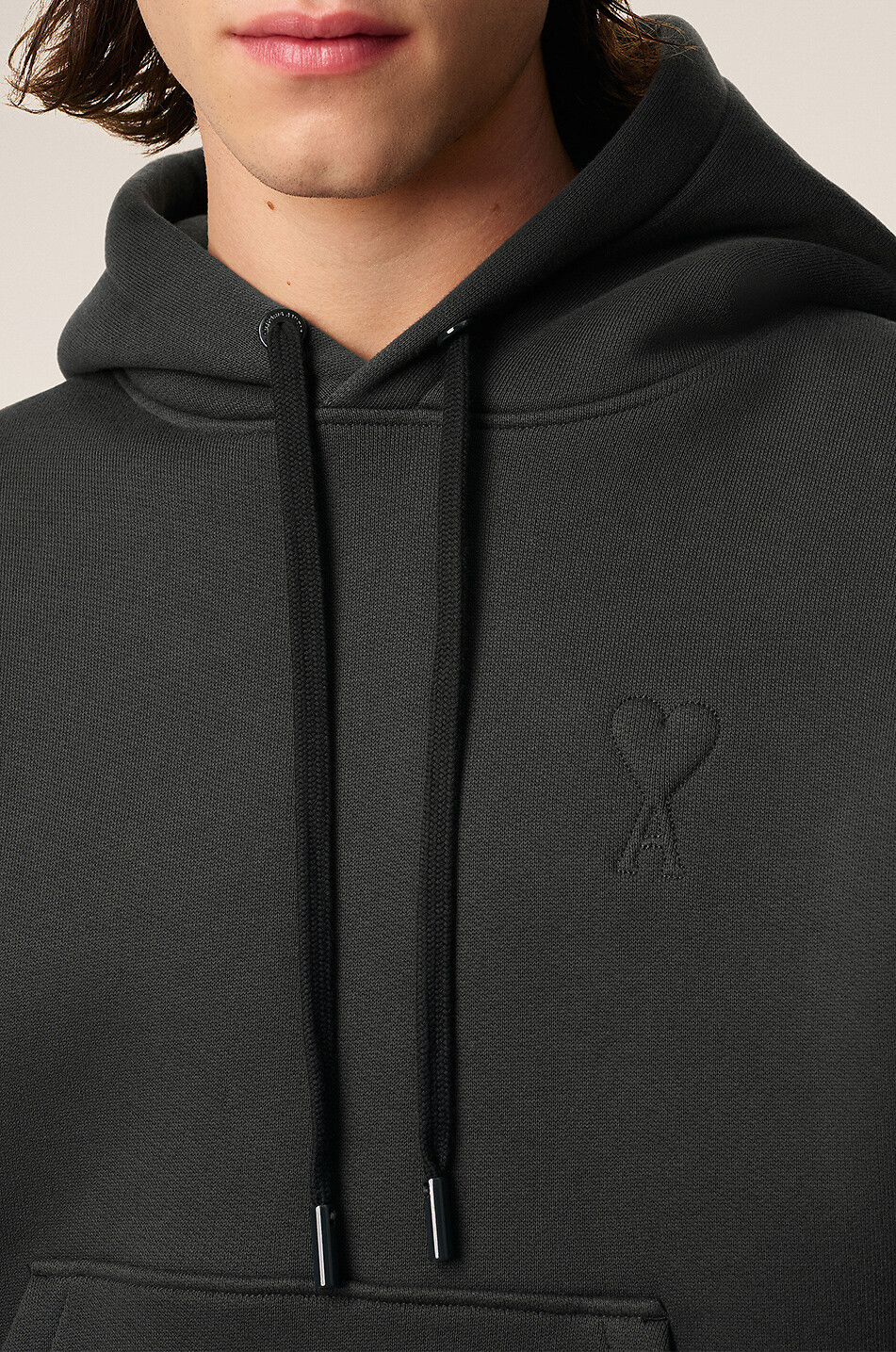 AMI Ami de Cœur hooded cotton blend sweatshirt Men DARK GREY 5