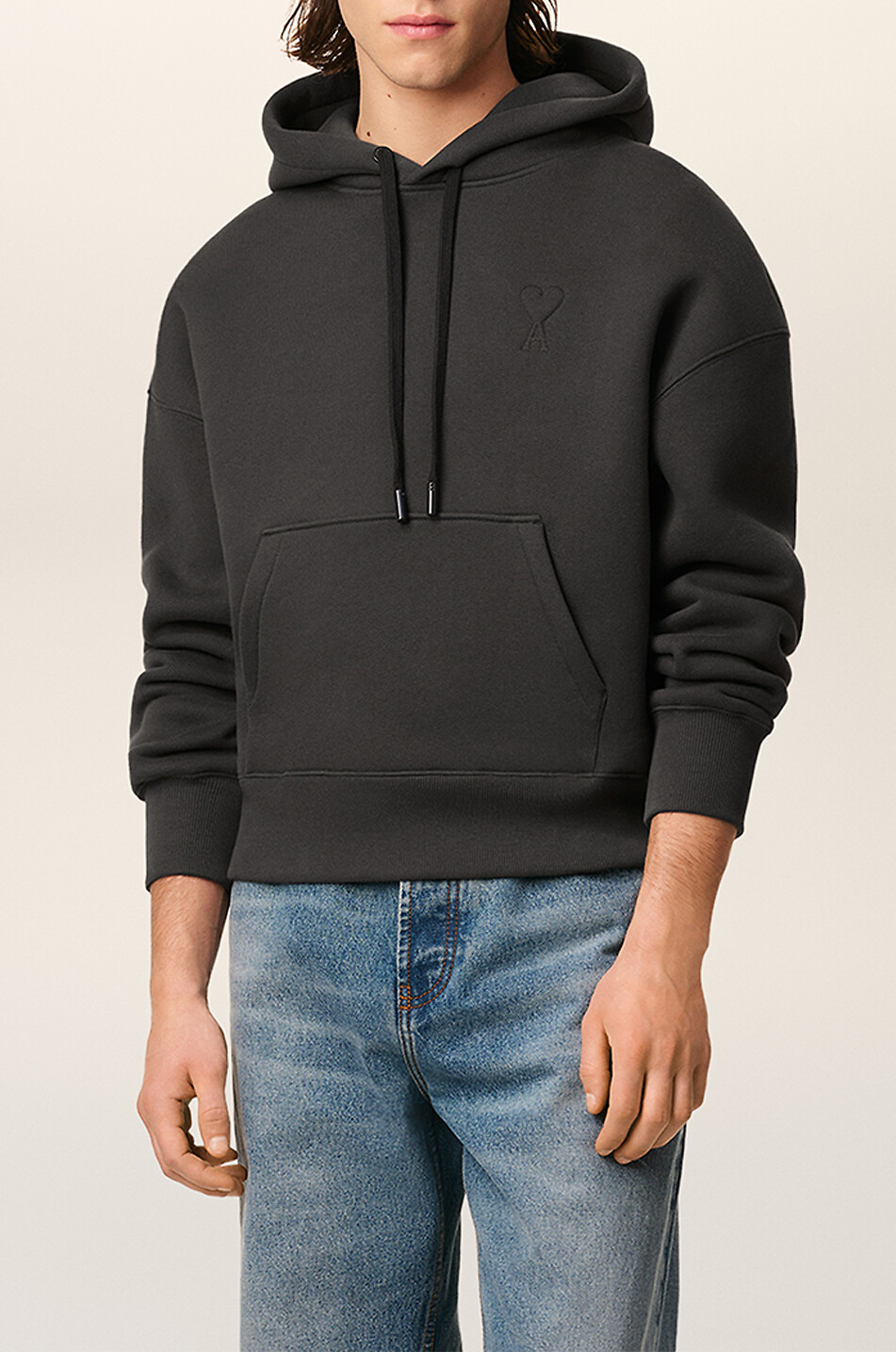 AMI Ami de Cœur hooded cotton blend sweatshirt Men DARK GREY 6