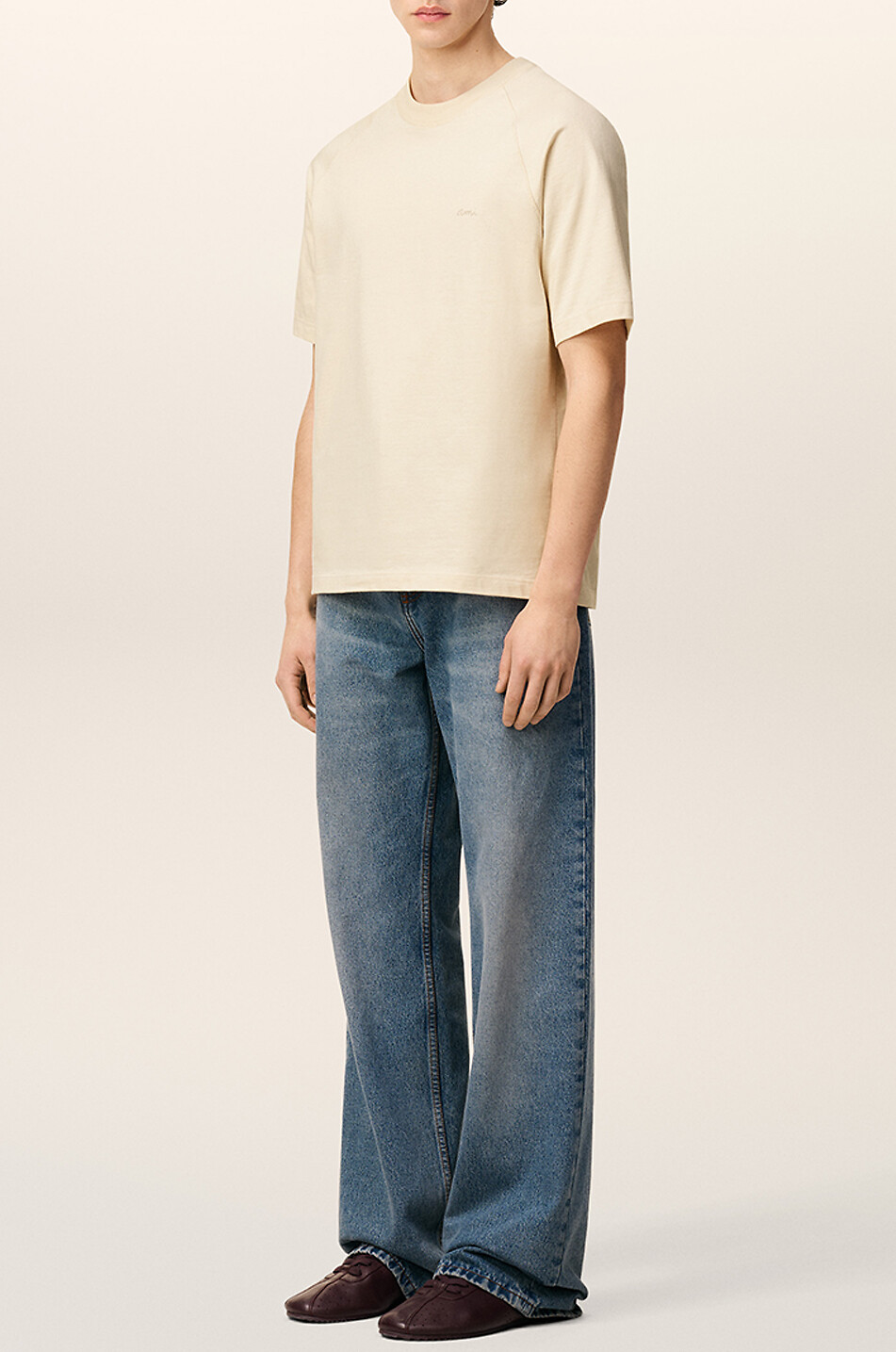 AMI Baumwoll-Jersey T-Shirt Herren CREMEFARBEN 4