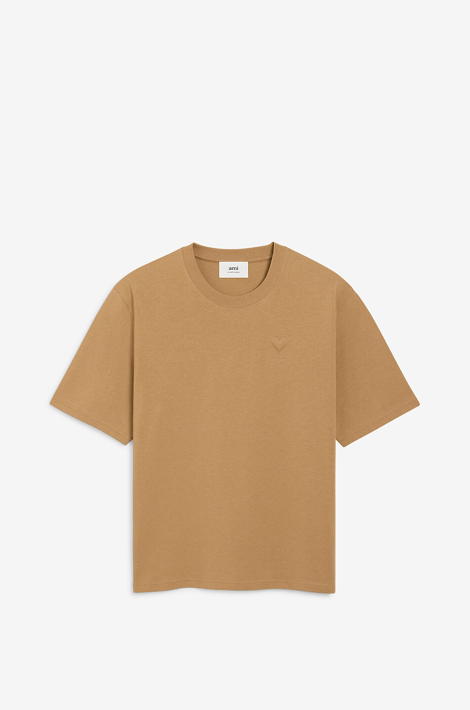 AMI Dickes Jersey-T-Shirt mit Logo Herren KAMELFARBEN 1