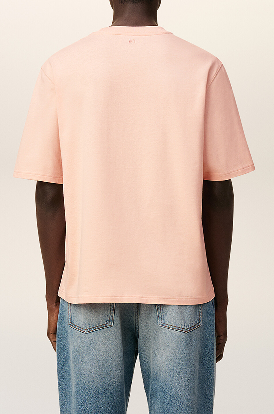 AMI Dickes Jersey-T-Shirt mit Logo Herren HELLROSA 4
