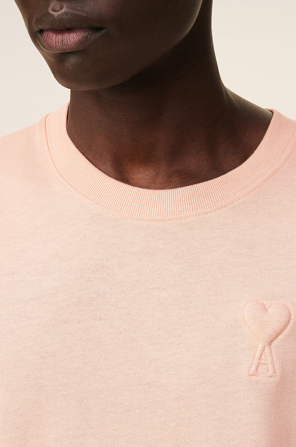 AMI Dickes Jersey-T-Shirt mit Logo Herren HELLROSA 6