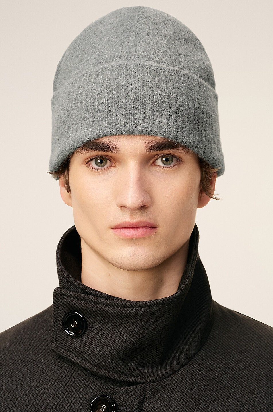 AMI Alpaka-Strickmütze Ami de Cœur Herren GRAU 3