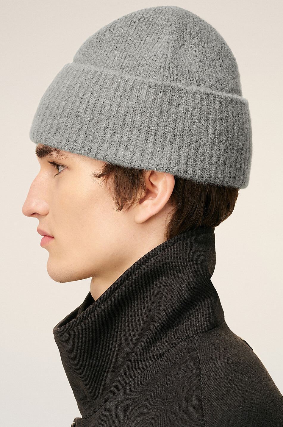 AMI Alpaka-Strickmütze Ami de Cœur Herren GRAU 4
