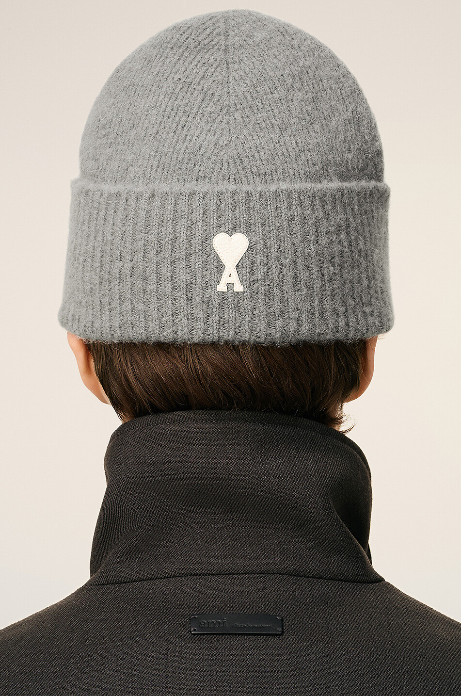 AMI Alpaka-Strickmütze Ami de Cœur Herren GRAU 5