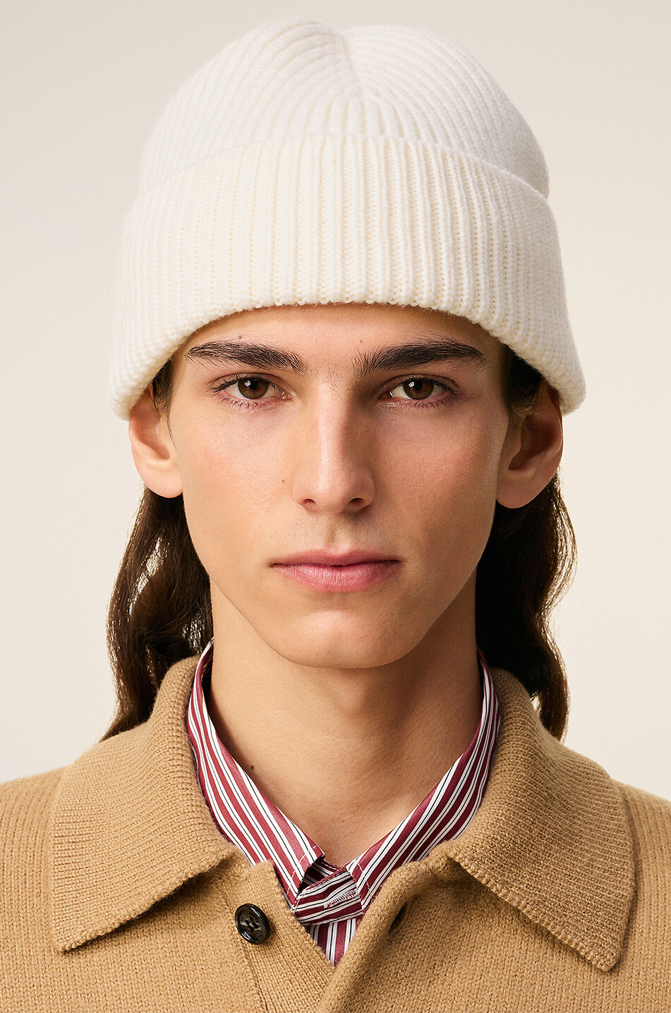 AMI Felted merino wool beanie Men EGGSHELL 3