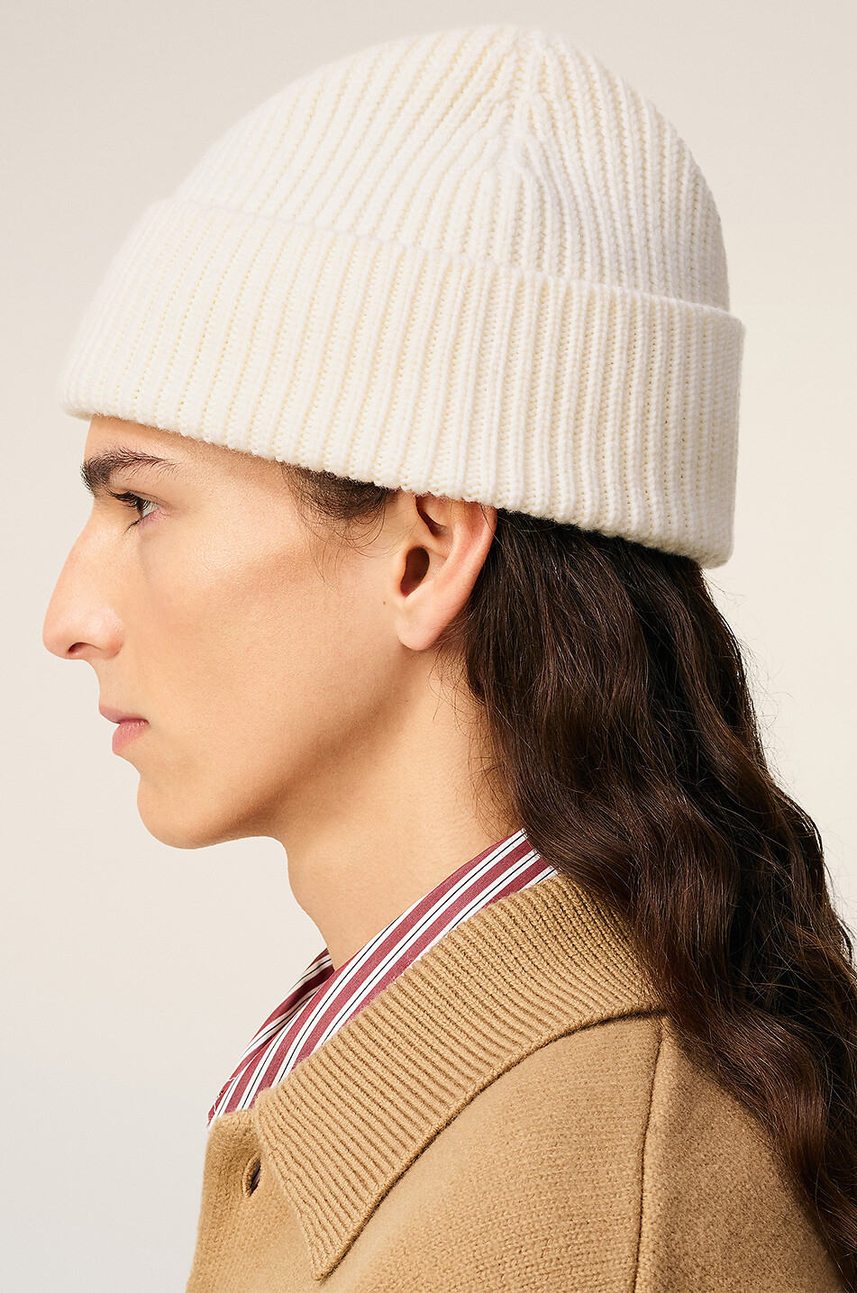 AMI Felted merino wool beanie Men EGGSHELL 4