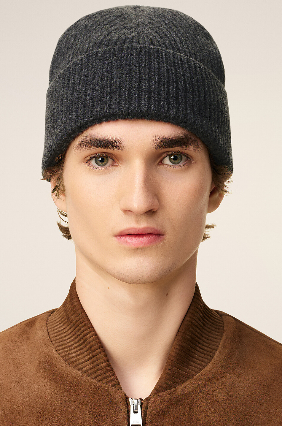 AMI Felted merino wool beanie Men GREY 3