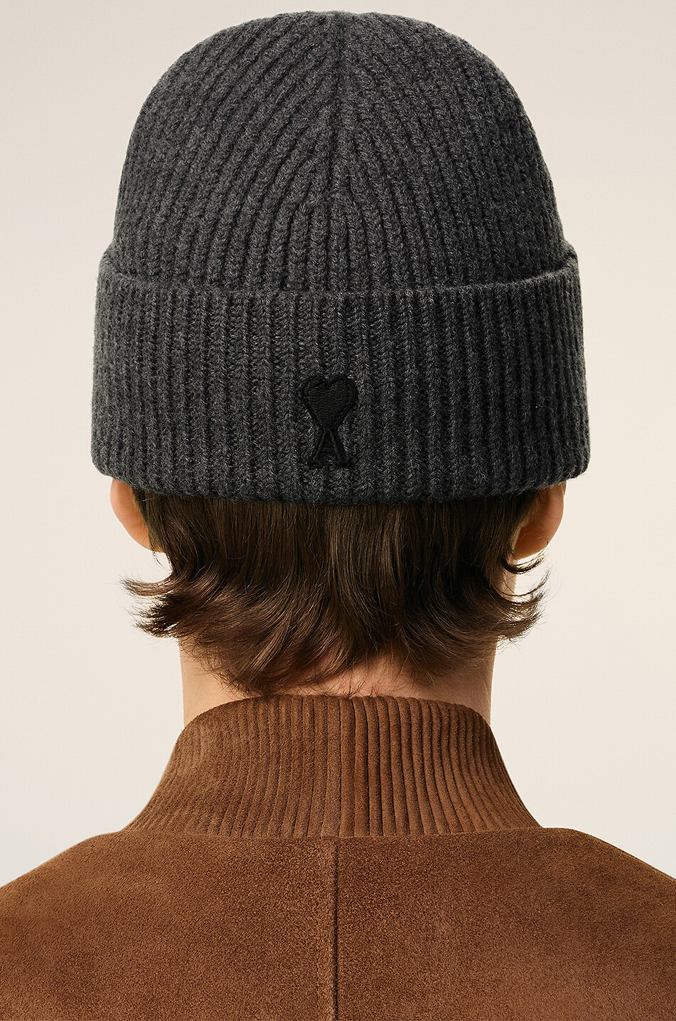 AMI Felted merino wool beanie Men GREY 4