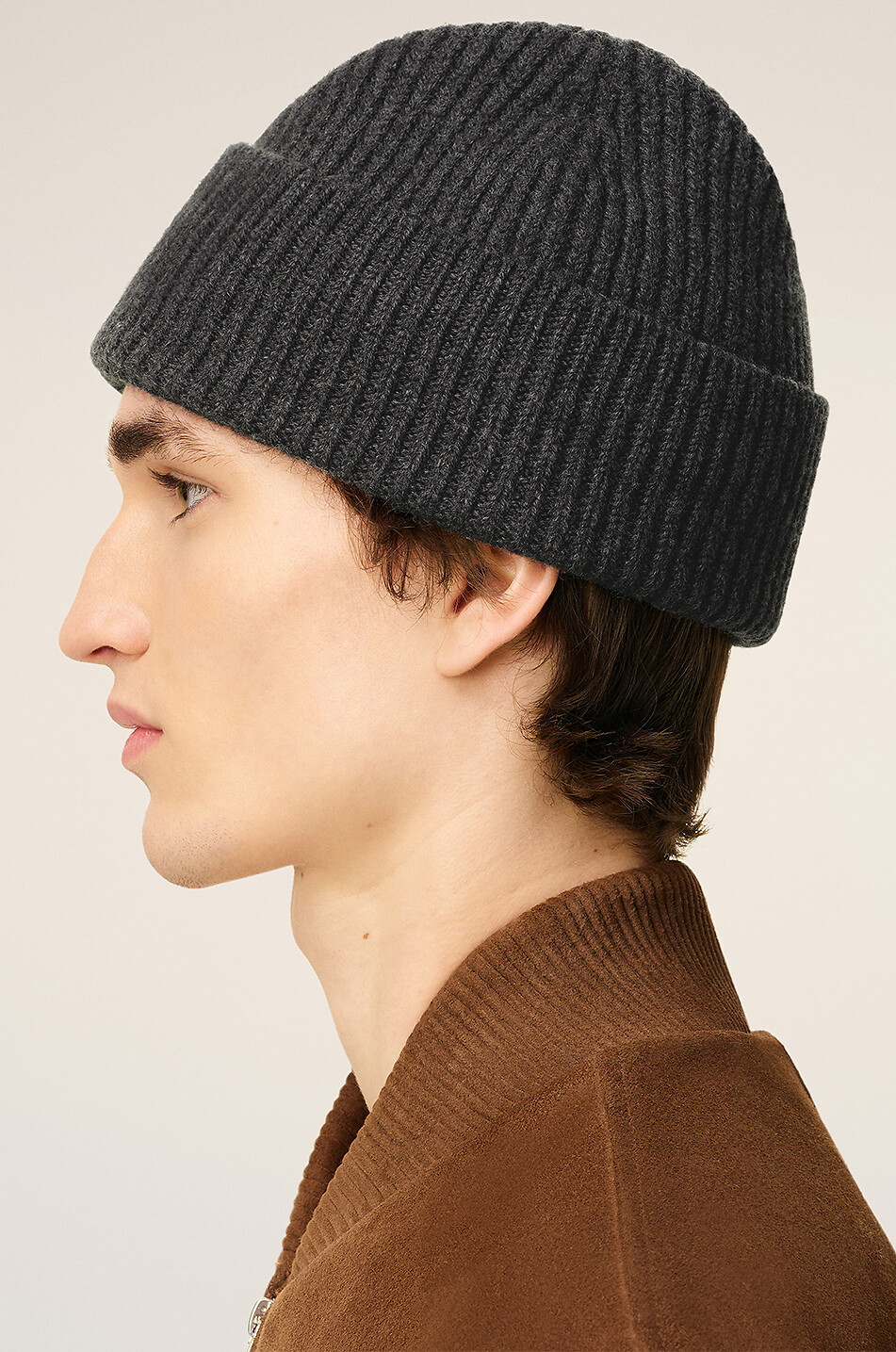 AMI Felted merino wool beanie Men GREY 5