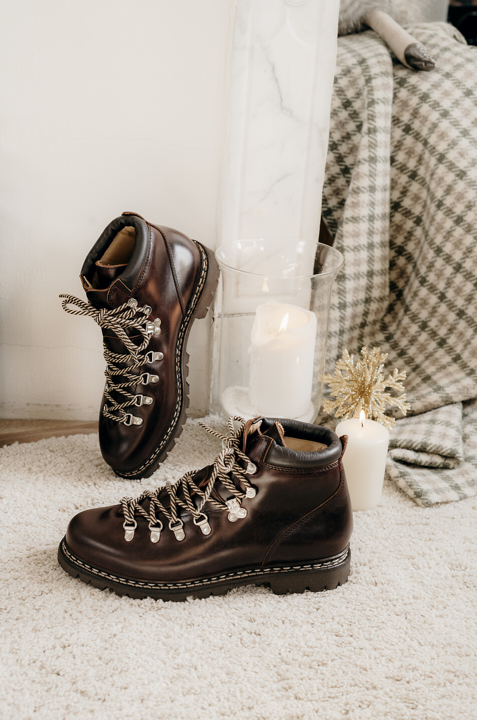 PARABOOT Avoriaz smooth leather lace-up ankle boots Men BROWN 3