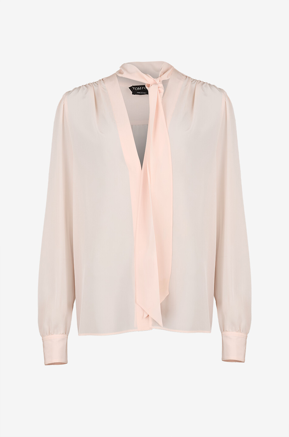 TOM FORD Blouse à lavallière en crêpe de soie Femme ROSE CLAIR 1