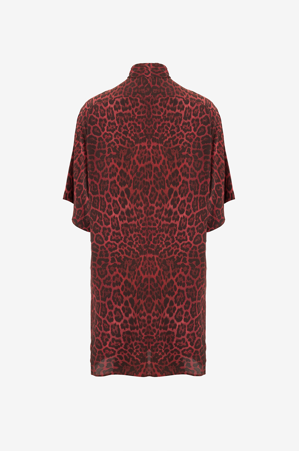STELLA McCARTNEY Leopard printed silk oversize mini shirt dress Women DARK RED 2