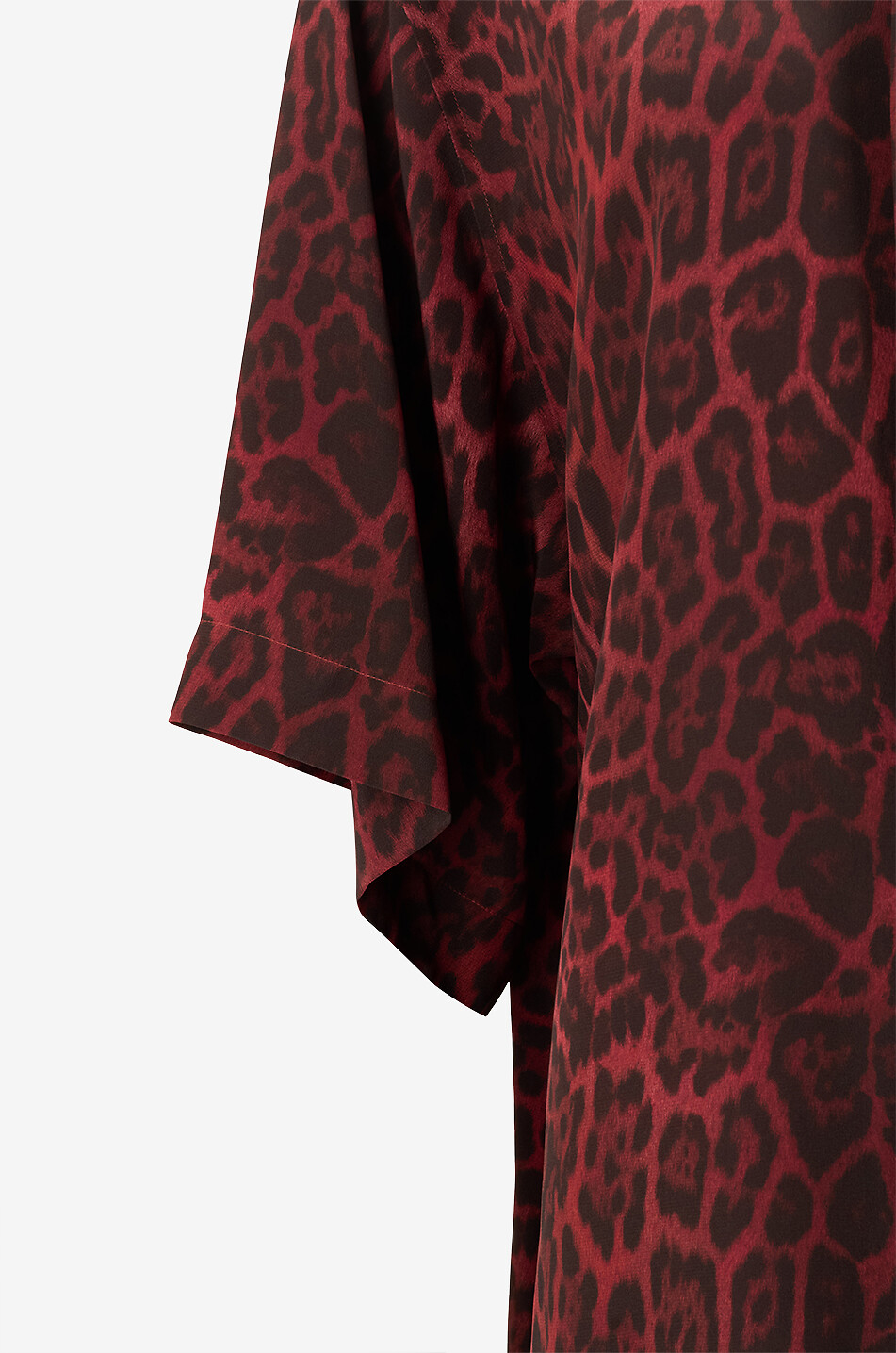STELLA McCARTNEY Leopard printed silk oversize mini shirt dress Women DARK RED 3