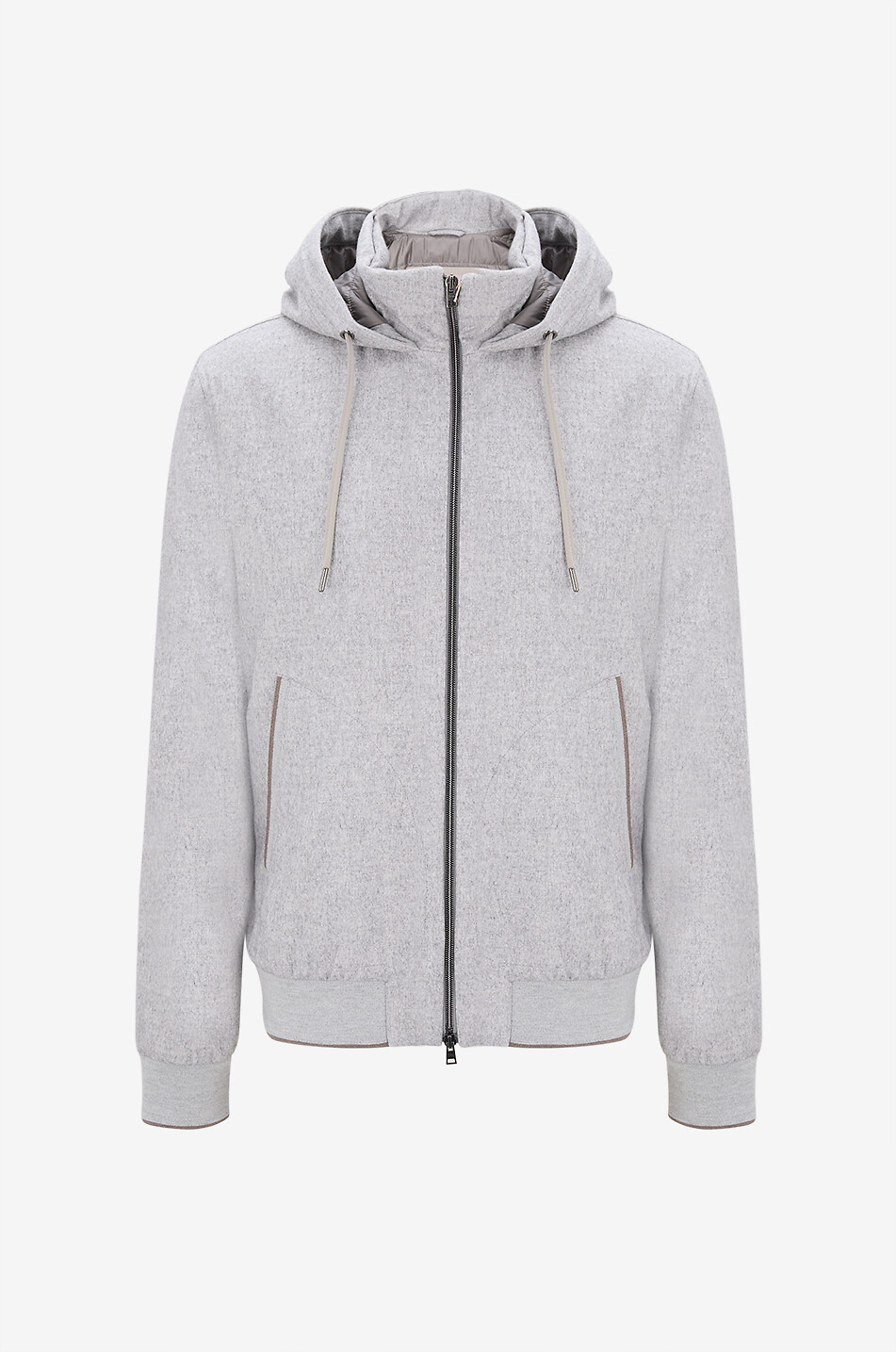 HERNO Hooded short silk and cashmere jacket Men MEDIUM GREY 1