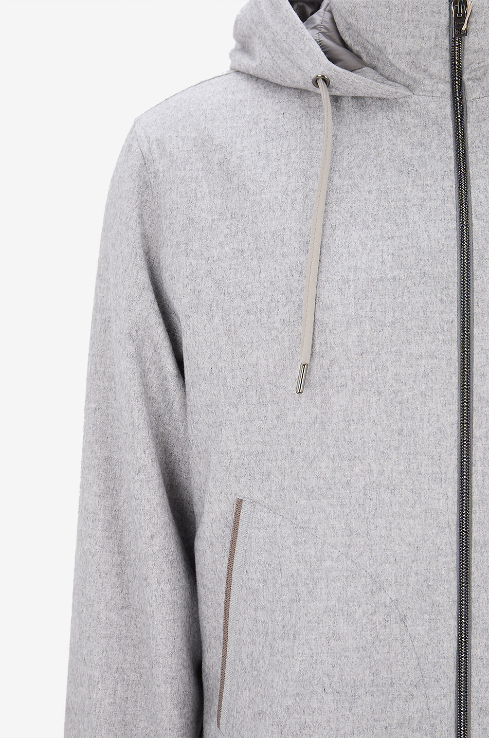 HERNO Hooded short silk and cashmere jacket Men MEDIUM GREY 3