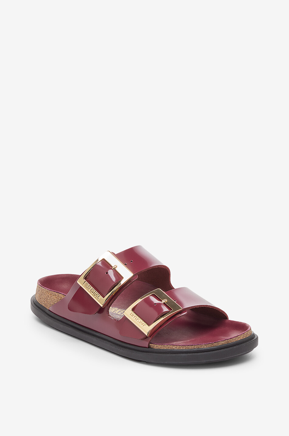 BIRKENSTOCK Arizona Doplet patent leather flat sandals Women DARK RED 1