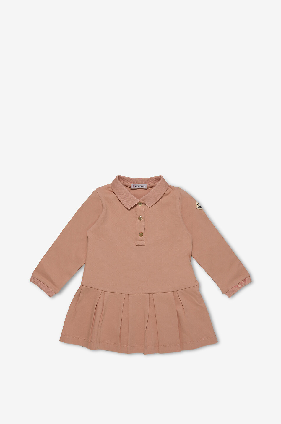 MONCLER Long-sleeved pleated baby polo dress Baby PINK 1