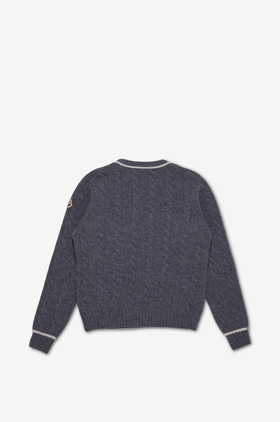 MONCLER Pull torsadé garçon en laine à lisérés contrastés Garçon GRIS 2
