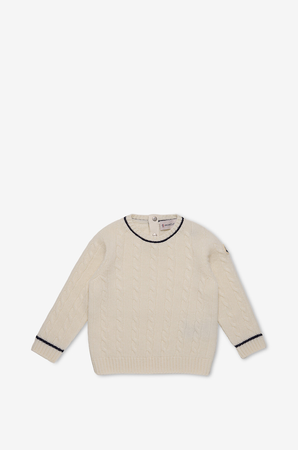Pull torsadé bébé en laine à lisérés contrastés