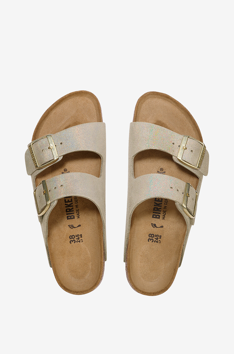 BIRKENSTOCK Arizona glitter leather flat sandals Women BROWN 3