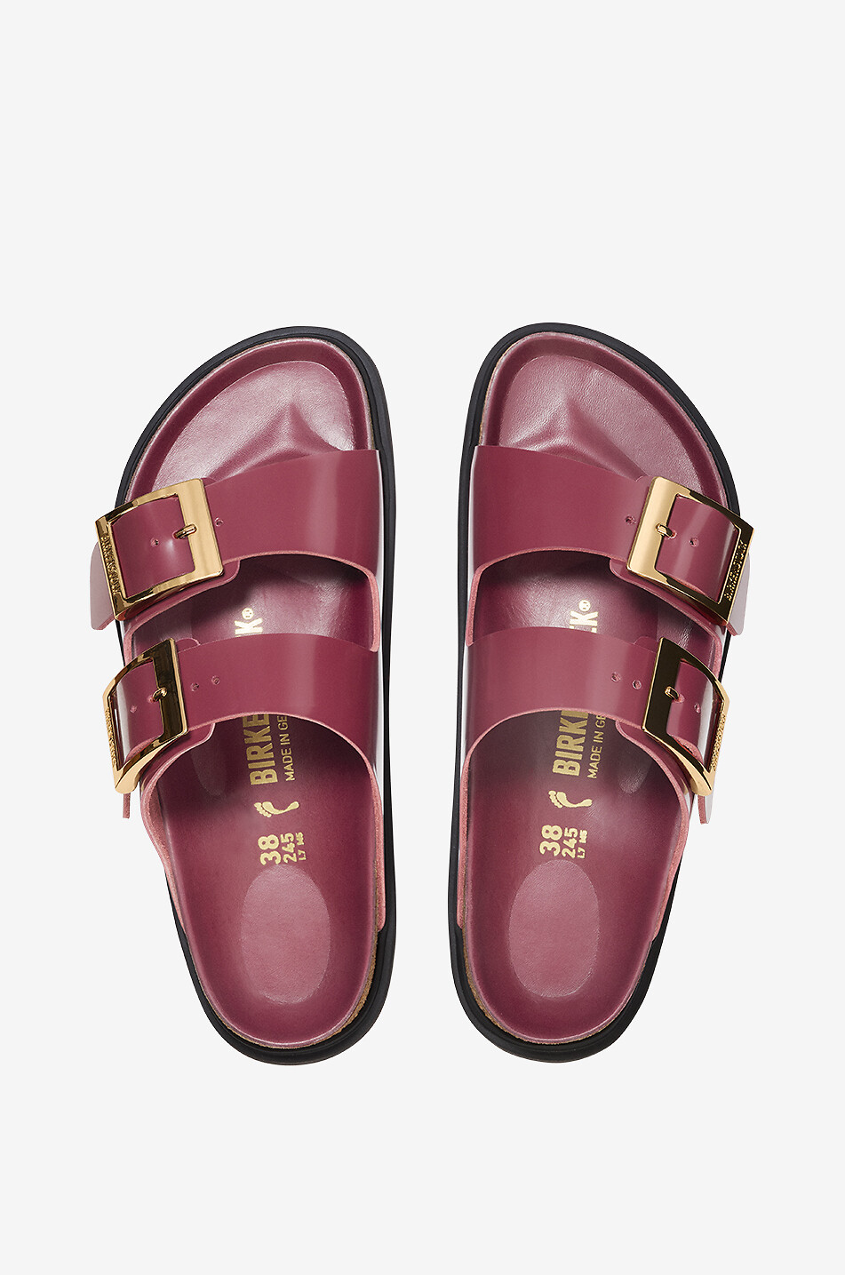 BIRKENSTOCK Arizona Doplet patent leather flat sandals Women DARK RED 3