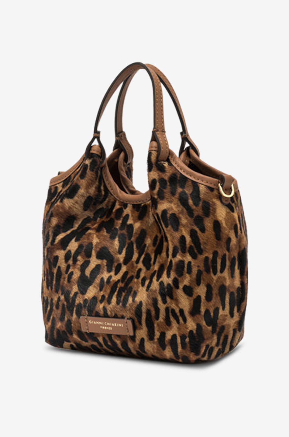 GIANNI CHIARINI Schultertasche aus Leder mit Leopardenprint Dua Damen Braun 4
